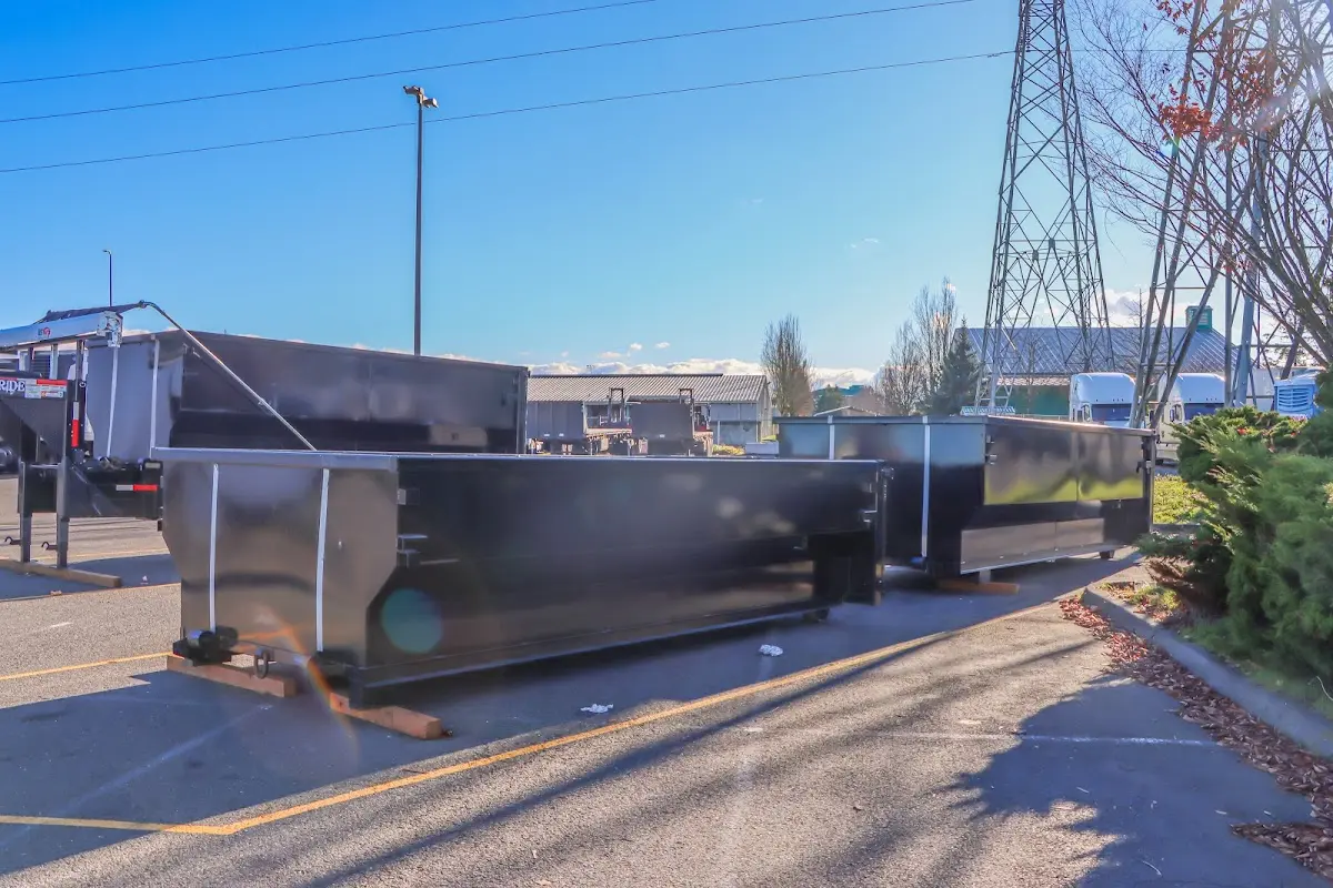 Roll-off dumpster ready for waste disposal at job site for Yard Waste Dumpster Rental in Sugarland Run